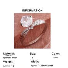1 chiếc nhẫn tròn đính đá Cubic Zirconia lấp lánh, kiểu dáng cổ điển thanh lịch, thích hợp làm quà tặng đính hôn/cưới, kỷ niệm, Valentine, nhẫn cưới cao cấp, phong cách quyến rũ. - Bạc - Xem 8