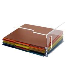 Transparent Acrylic A4 File Storage Box, Clear PMMA Office Organizer Rack With Hooks And Internal File Folders - Sets - View 6