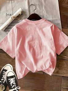 Camiseta de edición limitada con estampado gráfico, manga corta, cuello redondo, top casual para verano y primavera, ropa de mujer, algodón ligero. - Blanco - Ver 9