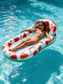 1pc Inflatable Mesh Floating Lounger, Lemon & Watermelon Pattern, With Pillow, Water Hammock, Suitable For Beach, Seaside, Water Recreation, Pool Party, Summer Beach, Inflatable Water Float, Pool Floating Seat, Pool Raft, Available With Pump Set - Net Float - View 6