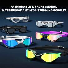 Gafas de natación con clip nasal, tapones para los oídos y gorro de natación, profesionales para adultos, de alta definición, impermeables y antiempañantes.﻿ - Blanco - Ver 4