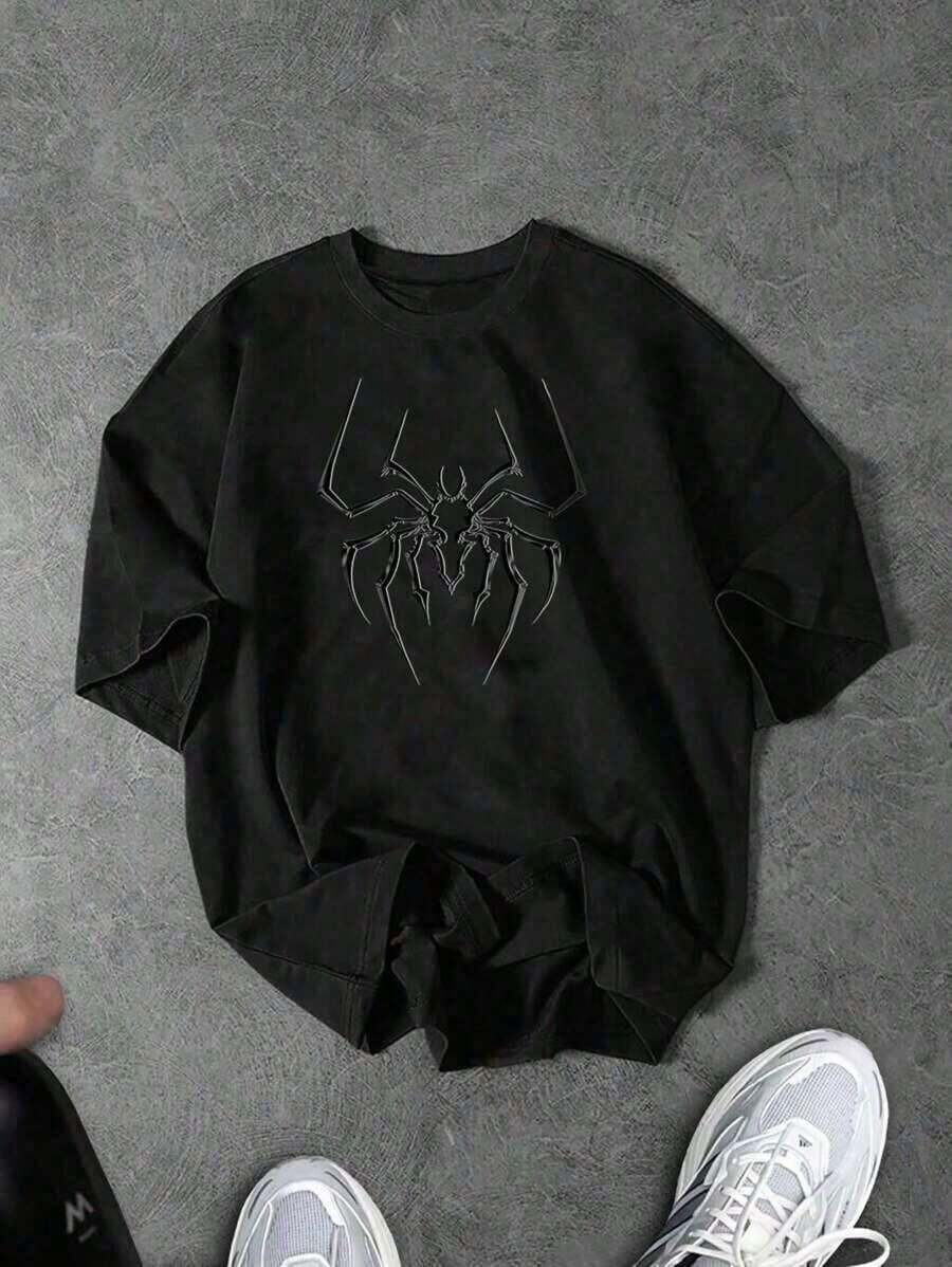 Camiseta de hombre de cuello redondo y manga corta con estampado, hombre slim summer casual media manga, diseño moderno y cómodo, estilo urbano, diseño estampado, camiseta casual, camiseta básica, para hombres y mujeres, para hombres y mujeres, para parejas - Negro 3 - Ver 1
