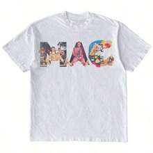 Nueva Camiseta de Verano 2025, Holgada, con Estampado, Cuello Redondo, Estilo Collage, Vintage, de Rapero, deúsica de los 90, Unisex,% Algodón, Manga Corta, Ropa Masculina,, Camisetas Gráficas - Blanco - Ver 1