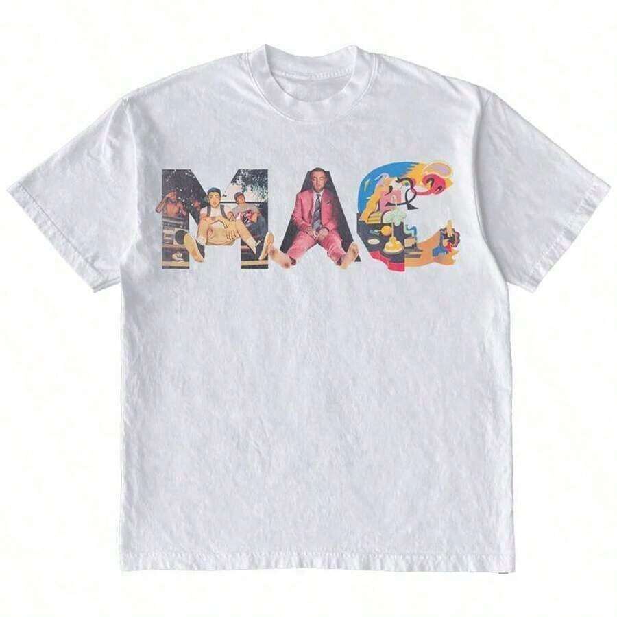 Nueva Camiseta de Verano 2025, Holgada, con Estampado, Cuello Redondo, Estilo Collage, Vintage, de Rapero, deúsica de los 90, Unisex,% Algodón, Manga Corta, Ropa Masculina,, Camisetas Gráficas - Blanco - Ver 1