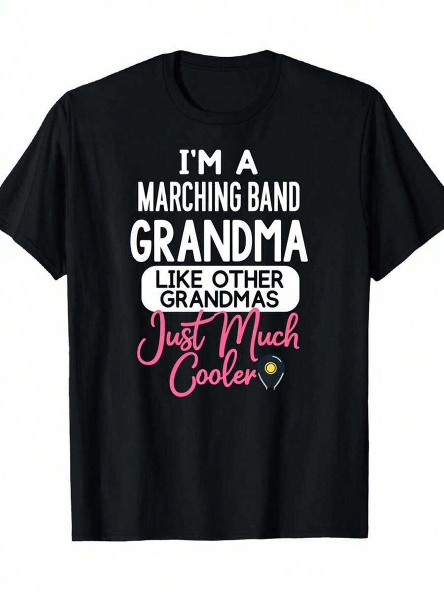 Marching Band Grandma Graphic Tee - Funny Marching Band Mom And Grandma Tee With Drum Major Design, Great For Marching Band Events, Parades, Plays - Machine Washable Musical Booster Tee - White - View 1