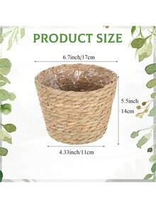 Set Keranjang Tanaman Berlapisan Plastik 1/2/4 Buah, Set Keranjang Pot Bunga Anyaman, Cocok untuk Tanaman Dalam dan Luar Ruangan, Penutup Pot Bunga Rotan, Keranjang Penyimpanan Pasir Wadah Tanaman, Dekorasi Gaya Rumah dan Rumah Pertanian - tumbuhan rumput laut - View 2