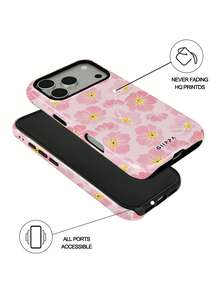 An Elegant Phone Case That Does Not Include A Lanyard Or Stand. This 17 Pro Phone Case Features A Pink Floral Design And A Soft Yellow Base, And Is Compatible With The  16 Pro, 15 Pro, And 14 Pro. A Stylish And Unique Korean-Inspired Phone Case, Compatible With The  11, 12, 13, 14, 15, And 7 Pro Plus. Its Elegant Design Is Suitable For Both Men And Women. A Perfect Gift For Girlfriends On Christmas, Valentine's Day, Easter, Wedding Season, And Birthdays. - 淺粉色 - 查看 3