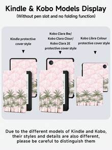 粉色椰壳图案设计保护套，兼容 iPad Air 8(M4)2026(11 英寸)、Air 4/5 10.9 英寸、7/8/9 代 10.2 英寸，内置笔槽，兼容三星 Tab S6 10.4 英寸，兼容 Kindle 第 11 代(2022/2024)、Kindle Clara 2E、Clara Colour、Clara BW (6 英寸) 和 Libra Colour (7 英寸)，可爱少女风时尚设计，平板电脑桌面装饰，生日和节日礼物。 - 彩色 - 查看 9