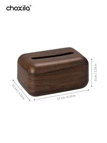 choxila 1pc New Chinese Style Wood Grain Tissue Box, High-End Luxury Feeling Tissue Holder Suitable For Living Room, Home Desktop Tissue Storage Box, Applicable To Living Room, Bedroom, Kitchen, Dining Room - Brown - View 6