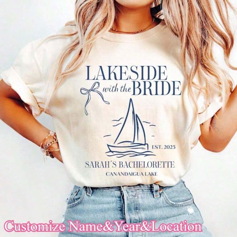 1 camiseta personalizada con el nombre de la despedida de soltera para mujer, camisetas para fiesta de despedida de soltera en el lago para chicas, camiseta personalizada con el nombre del club Bach, camiseta de boda personalizada, camiseta personalizada con el nombre de la despedida de soltera, camiseta para amantes en la boda, camiseta personalizada para la novia y su cortejo para fiesta de despedida de soltera en el lago de montaña, camiseta para viaje de senderismo de chicas, camiseta para novia, 100% algodón, tallas S-2XL. camisetas elegantes dama camiseta estilo y2k mujer - Estilo - Ver 1