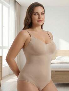 Body Tanga Moldeador Sin Costuras Tirantes Ajustables Control Abdomen Levanta Glúteos - Beis - Ver 8