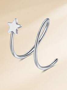 CIZME Stainless Steel Double Hoop Nose Ring For Single Piercing Star Clear CZ 20G Bendable Twist Spiral Nose Rings Hoops For Women Nose Piercing Jewelry - Double Ring Design - 0.8*10mm - View 7