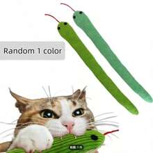2 piezas Juguetes para gatos en forma de serpiente, de material de lino suave con varilla con cascabel, juguete de serpiente de peluche de 13 pulgadas que produce un sonido realista de crujido, juguetes interactivos de caza adecuados para gatos y perros pequeños, para uso en interiores - Multicolor - Ver 3