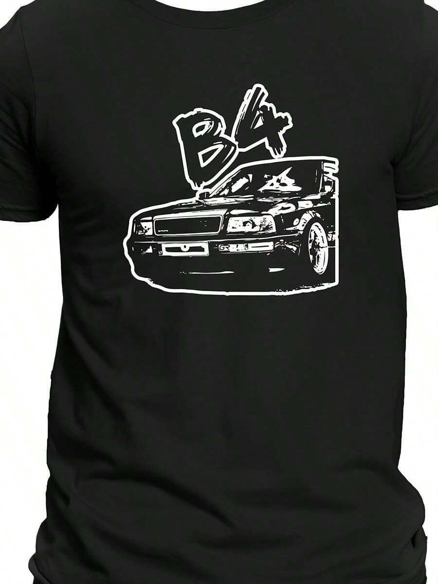Camiseta Retro 80 con Logo de Coche 1991-1996 Vintage - Camiseta de Cuello Redondo Coleccionable con Estampado del Emblema B4 1991-1996, Tela Suave y Cómoda, Ropa Casual Unisex - Negro - Ver 1
