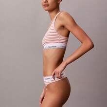 Calvin Klein Calvinklein Icon Cotton Modal Thong Underwear  Women  Panties  100% Cotton Fully Lined Gusset QF8518 - Pulse Stripe Mango Fizz - Xem 3