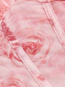 Vestido de tirantes finos con estampado floral, cintura imperio y bajo asimétrico - Rosa - Ver 3