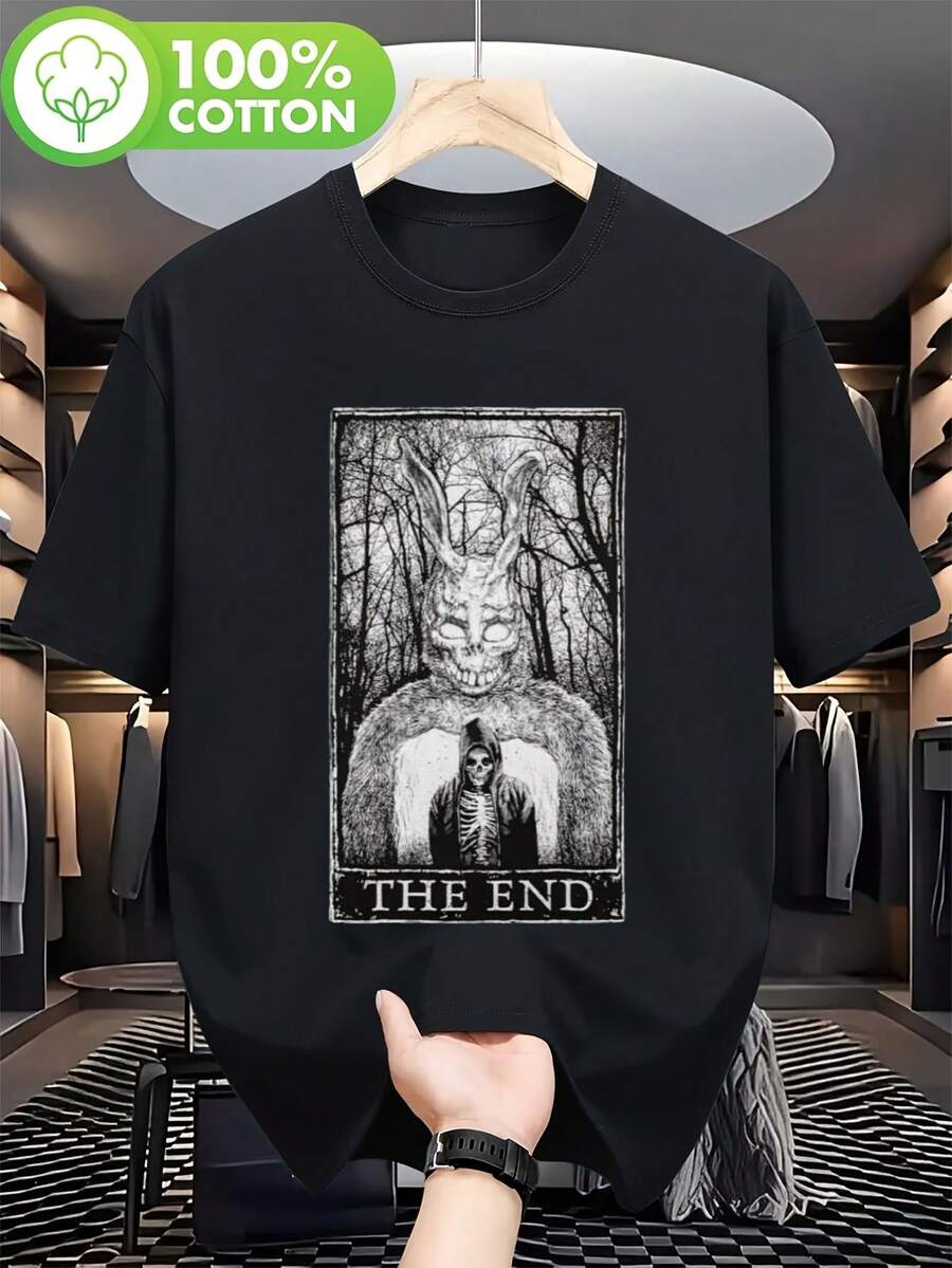 Unisex Casual Pure Cotton T-Shirt With Donnie Darko Series Theme For Men And Women - Black - View 1