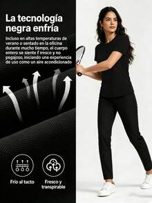 Camiseta gráfica de ajuste relajado para mujer con texto en español, con un teléfono cargándose y signos de exclamación, perfecta para uso casual y diario Camiseta de mujer de diseño holgado cas MPLPQ - Negro - Ver 2