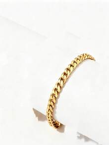 Juego de pulseras de cadena de acero inoxidable sólido y grueso, pulsera de cadena unisex - Dorado - Ver 4