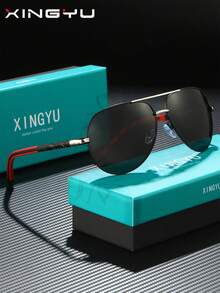 XINGYU Gafas de sol de moda para hombres, gafas de sol polarizadas de metal de doble puente de unicolor estilo piloto para hombres, serie con bisagras de resorte, material TAC ligero y duradero, cómodo ajuste, marcos elegantes, minimalistas y de moda, adecuadas para conducir, actividades al aire libre, viajes, fiestas, fotografía, ocio, playa, festivales de música, senderismo, vacaciones, golf, pesca, deportes, estilo callejero, accesorio elegante para ocasiones diarias y especiales - Multicolor - Ver 17