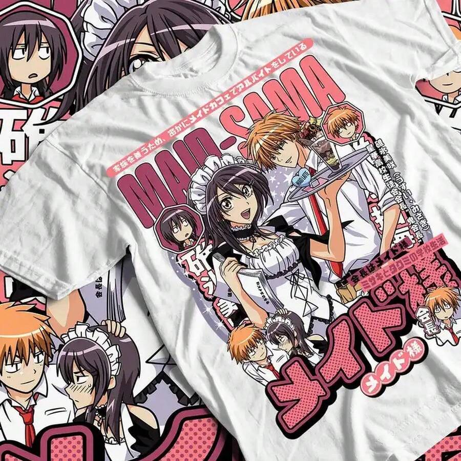 Camiseta japonesa de anime Maid Sama, ideal para todas las estaciones. Talla grande. UniS1ex. Producto de moda. Estilo urbano Y2K. Camiseta transpirable de manga corta de 220 g de algodón puro para hombre y mujer. Tejido grueso, resistente a las arrugas y que no se deforma fácilmente. Estilo sencillo y versátil, ligero y transpirable, perfecto para ir al trabajo, viajar, acampar, ir de compras y para el tiempo libre diario. - Blanco - Ver 1