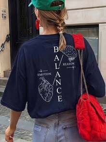 Free Shipping, Local Delivery In Mexico, Delivery In 4 Days. Women's Printed Short-Sleeved Summer T-Shirt, Polyester Fabric, Multifunctional Style, Regular Fit, 180 Grams, 1 Unit. - Dark Blue - View 5