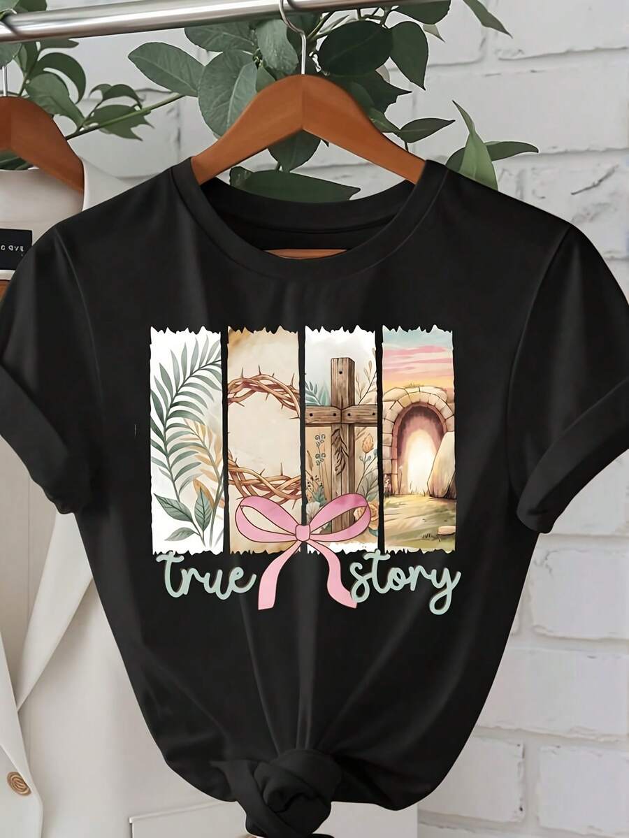 Camiseta de mujer para primavera y verano - Negro - Ver 1