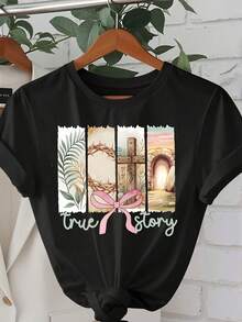 Camiseta de mujer para primavera y verano - Negro - Ver 6
