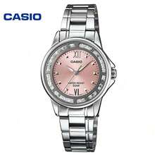 Casio 卡西欧女士手表，银色不锈钢表带，圆形白色表盘，简约设计，日期显示，防水 - 均碼 - 查看 8