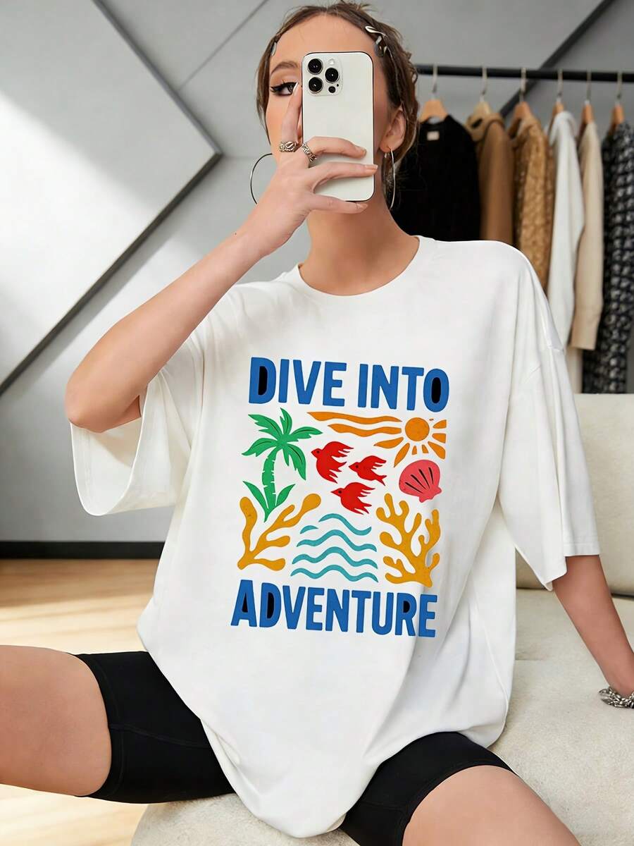 Camiseta de mujer con recorte artístico de Matisse - Top extragrande de manga corta y hombros caídos con icónico diseño de recorte de Matisse, ropa de playa de ajuste holgado adecuada para primavera/verano, blusa casual lavable a máquina para atuendo casual - [Blanco] - Ver 1