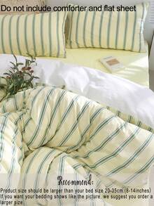 2pcs/3pcs Light Green Fine Stripe Digital Print Duvet Set (1 Duvet Cover + 1/2 Pillowcases, Core Not Included), Made Of Polyester Fiber, Suitable For Daily Use, Soft And Skin-Friendly Synthetic Fiber. Suitable For Master Bedroom And Guest Room, Year-Round Use, Also An Ideal Gift. - Multicolor - View 8