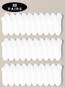 1 Pair/20 Pairs/50 Pairs Thin Breathable White Casual Minimalist Ankle Socks, Suitable For Spring, Summer, All Seasons, Disposable Daily Wear - White - View 7