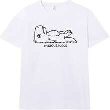 Pampling Camiseta de Manga Corta 100% algodón, Ropa Unisex para Hombre y Mujer, Serigrafiada con Cuello Redondo y Corte Recto, Camiseta Blanca (Anxiousaurus) - Blanco - Ver 2