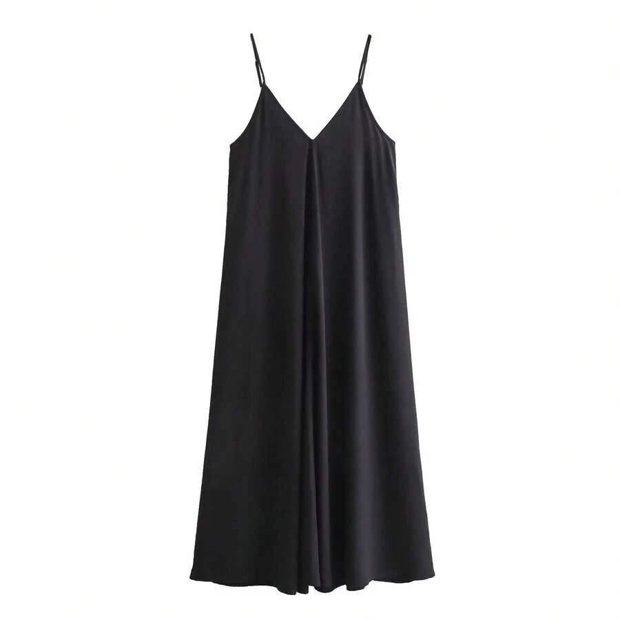 MUJER 2025 vestido largo rojo Slip para mujer, vestidos largos sexis con espalda descubierta para mujer, vestido de playa de verano para mujer, vestidos de fiesta drapeados para mujer - Negro - Ver 1