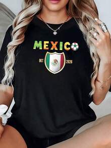 Escudo tricolor con el águila símbolo nacional que representa la fuerza la unidad y el orgullo de México inspirando pasión y respeto camiseta de mujer cómoda para uso diario y eventos patrios - Negro - Ver 6
