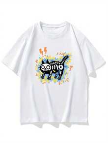 Men's 100% Cotton American Short Sleeve T-Shirt, Loose And Oversized Style For Summer, Modern And Versatile Half Sleeve Top - 白色 - 查看 8