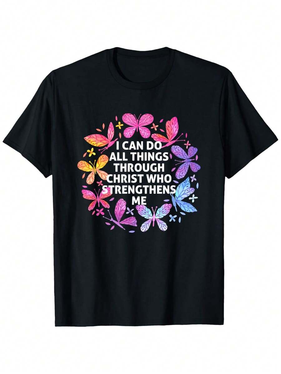 Vibrant Women's T-Shirt With A "Blessed" Gradient Print, A Modern Design With Christian Motifs, Made From 100% Pure Cotton, In Comfortable Colors. This Short-Sleeved, Crew-Neck T-Shirt Is A New, Slim-Fit Style Perfect For Spring/Summer And Couples, Ideal For Matching Sets. - 黑色 - 查看 1