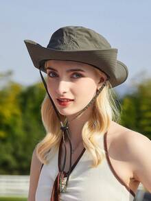 1 pieza Sombrero de sol unisex para senderismo y pesca, gorra de protección solar estilo vaquero para camping y escalada al aire libre - Lila Púrpura - Ver 1