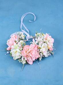 Bohemischer Blumenkranz - Mehrfarbiges Blumen-Haarband mit transparentem Band, geeignet für Bräute, Strandhochzeiten und Brautjungfern - Verschiedenfarbig - Übersicht 5