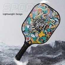 BSKT 1 Set Graffiti Pattern Fiberglass Pickleball Paddle, Lightweight Fiberglass Body, Indoor Court Outdoor Lawn Yard Leisure Match, Adult Daily Training Pickleball Sports Equipment, One-Piece Molded Fiberglass Surface, Graffiti High-Definition Print, Honeycomb Shock-Absorbing Core, Lightweight Balanced Grip Weight, Low Impact Vibration, Excellent Spin And Ball Control, Suitable For Indoor Professional Courts, Outdoor Lawns, Yard Open Spaces For Doubles Matches And Singles Basic Training - Multicolor - View 8