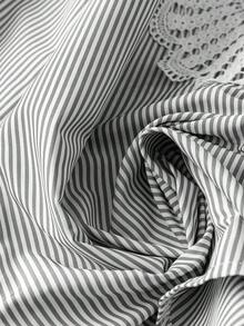 Camisa a rayas casual y versátil para uso diario de mujer - Blanco y Negro - Ver 3