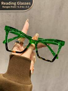 1副猫眼老花镜,复古风格,适用于清晰的电脑屏幕阅读/日常阅读,时尚放大镜,度数范围+1.0至+3.5 - 透明 - 查看 10