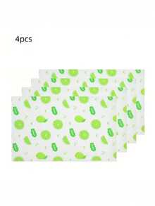 4pcs Lemon Pattern Refrigerator Mats, Washable, Waterproof, Oil-Proof, Suitable For Refrigerator Shelves, Freezer, Cabinet Drawers, Home Kitchen Storage And Organization - Multicolor - View 6