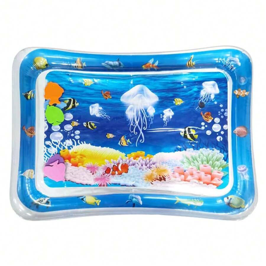 Inflatable PVC Play Mat For Children, White, Educational Toy For Babies, Soft Mat For Toddlers, Baby Gift - Deep Blue - View 1