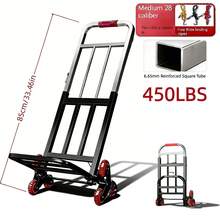 Heavy-Duty Folding Handcart With Stair-Climbing Wheels, Weighing 220/450/680LBS, Compact Folding Shopping Cart With Large Load Capacity, Suitable For Home, Warehouse, Grocery Shopping, Moving - Space-Saving Design - For Material Handling - 查看 4