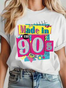 ropa de mujer Camiseta Retro Hecha en los 90 para Mujer, Camiseta Gráfica Vintage con Temática de los 90, Camiseta de Moda Nostálgica de los 90, Diseño Divertido de Cultura Pop, Perfecta para Fiestas de los 90, Regalo de Cumpleaños o Ropa Casual camisas de mujer - Blanco - Ver 6