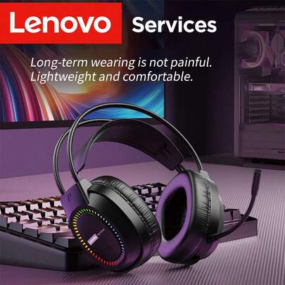 Lenovo 联想游戏耳机 | 包耳式设计 | 7.1环绕立体声 | RGB灯效 | USB/3.5mm电脑耳机