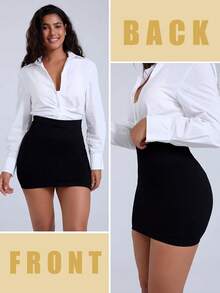Falda corta coreana versátil, Color sólido, fina, elástica, de cintura alta, Vintage, Sexy, ajustada, combina con todo, minifalda informal nueva - gris plateado - Ver 3