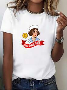 Camiseta vintage estilo marinero "Little Debbie Hehe" de 180g, suave, para mujer - Un regalo divertido perfecto para reuniones familiares, actividades de team building en la oficina, barbacoas de verano y celebraciones del Día de la Independencia. - Blanco - Ver 8