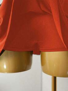 Vestido mini sin tirantes con dobladillo de volantes para mujer - Naranja - Ver 3